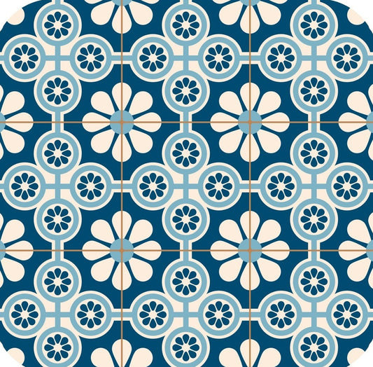 Vintage Antique Blue V4 Mosaic Moroccan Pattern Premium Drink Coaster Resin With Cork Backing 262038 75023 262038
