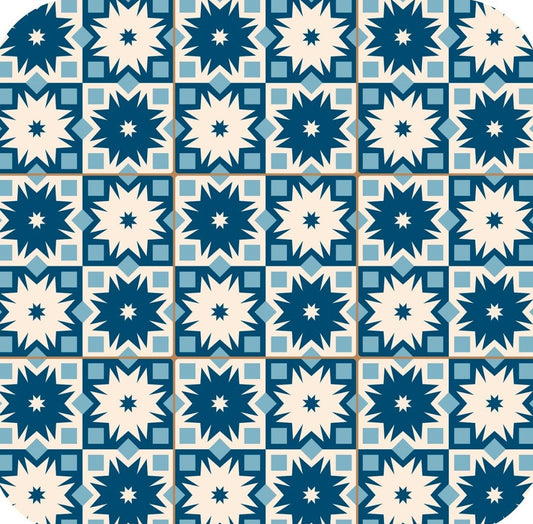 Vintage Antique Blue V2 Mosaic Moroccan Pattern Premium Drink Coaster Resin With Cork Backing 262040 75025 262040
