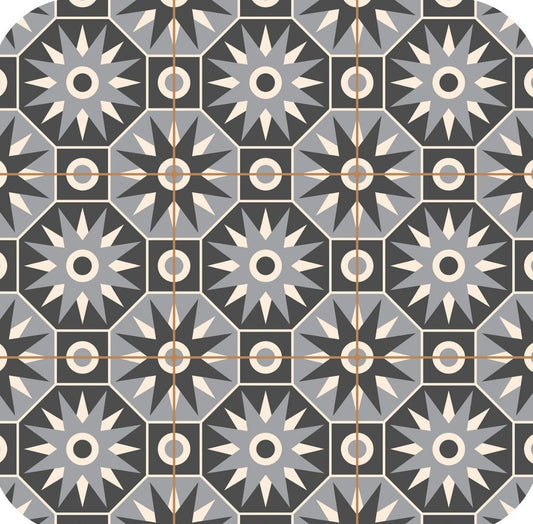 Vintage Antique Grey V4 Mosaic Moroccan Pattern Premium Drink Coaster Resin With Cork Backing 262043 75028 262043