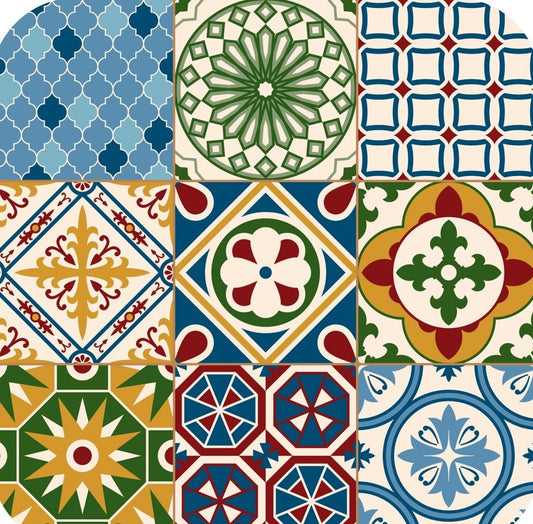 Vintage Antique Multi Color V4 Mosaic Moroccan Pattern Premium Drink Coaster Resin With Cork Backing 262049 75034 262049