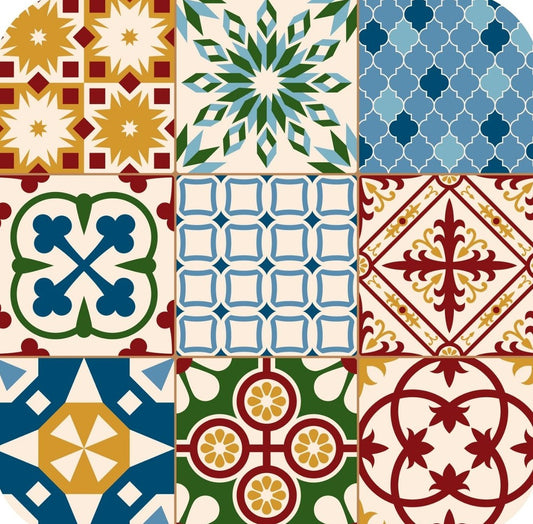 Vintage Antique Multi Color V2 Mosaic Moroccan Pattern Premium Drink Coaster Resin With Cork Backing 262051 75036 262051