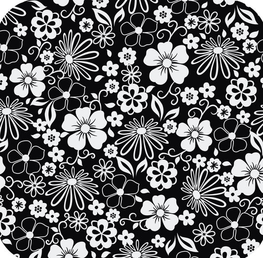 BOHO Bohemian Floral Flower Pattern Black And White  Premium Drink Coaster Resin With Cork Backing 262062 75047 262062