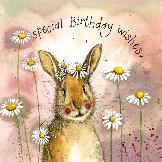 ALEX CLARK RABBIT AND DAISIES BIRTHDAY CARD S462 | 262075