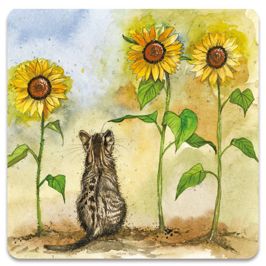 CAT AND SUNFLOWERS FRIDGE MAGNET FM245