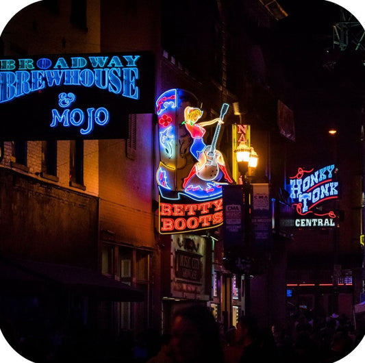 Nashville Tennessee Country Music Clubs Broadway Illuminated Signs Premium Drink Coaster Resin With Cork Backing 262248 75050 262248