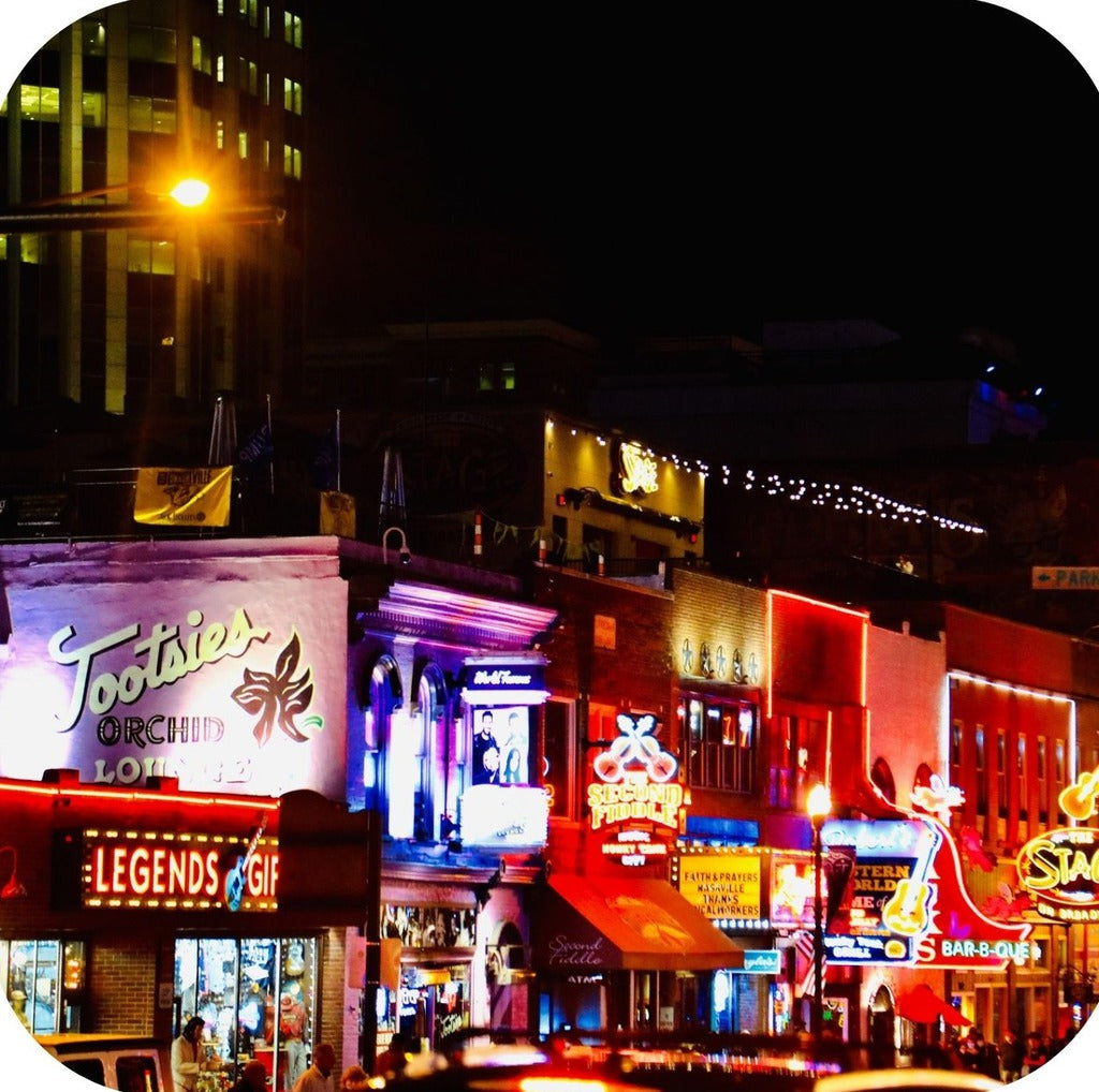 Nashville Tennessee Legendary Clubs Broadway Illuminated Neon Signs Premium Drink Coaster Resin With Cork Backing 262250 75052 262250