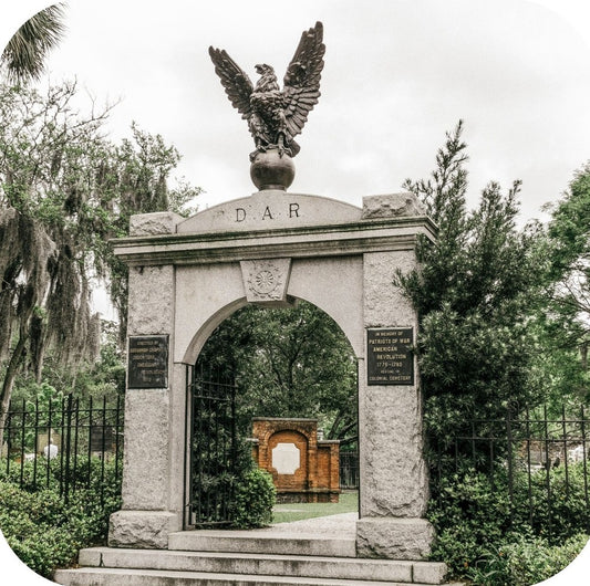 Savannah Georgia Historic Colonial Park Cemetery Entrance Gate  Premium Drink Coaster Resin With Cork Backing 262265 75067 262265