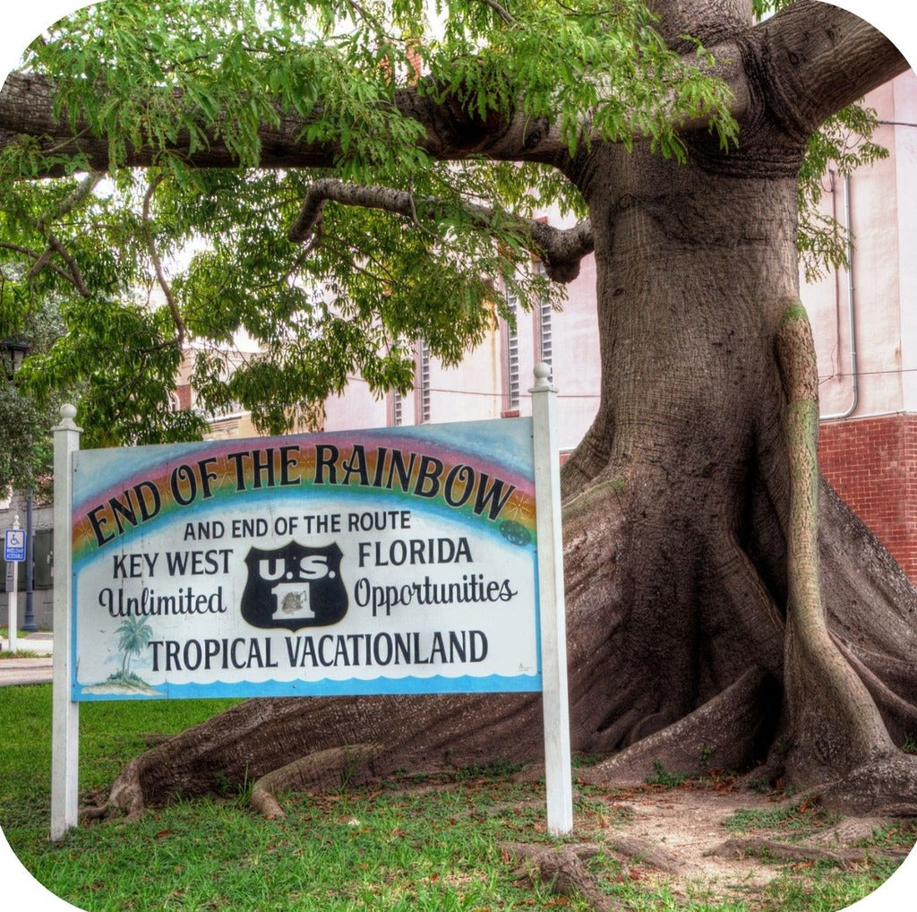 Key West Florida End Of The Rainbow End Of US Route 1 Premium Drink Coaster Resin With Cork Backing 262278 75080 262278