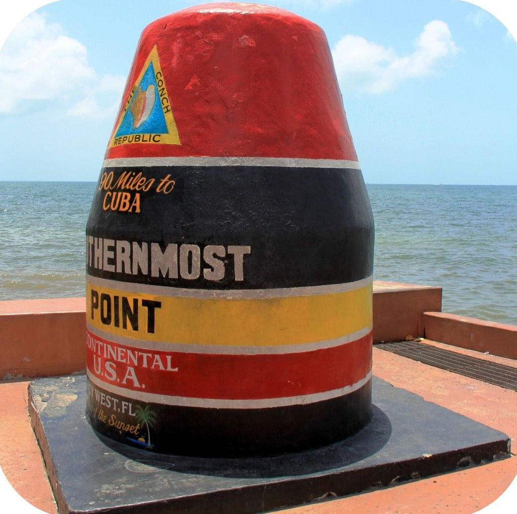 Key West Florida United States Southernmost Point 90 Miles o Cuba Premium Drink Coaster Resin With Cork Backing 262284 75086 262284