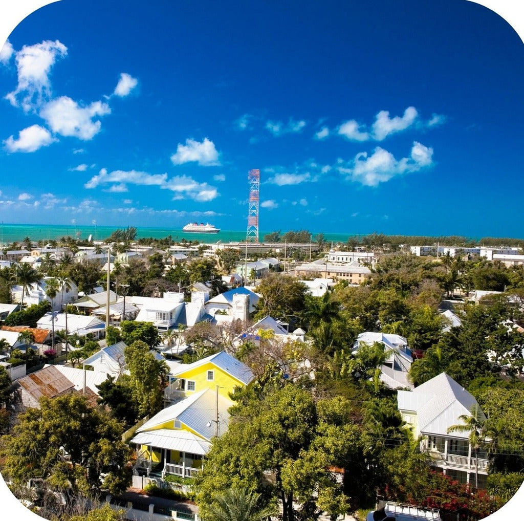 Key West Florida High Angle View Ocean In Background Premium Drink Coaster Resin With Cork Backing 262287 75089 262287