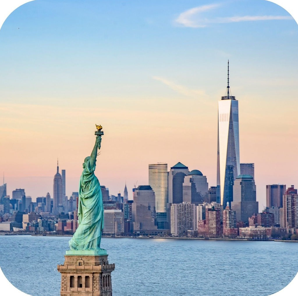 New York City Statue Of Liberty Freedom Tower NYC Skyline Premium Drink Coaster Resin With Cork Backing 262296 75098 262296