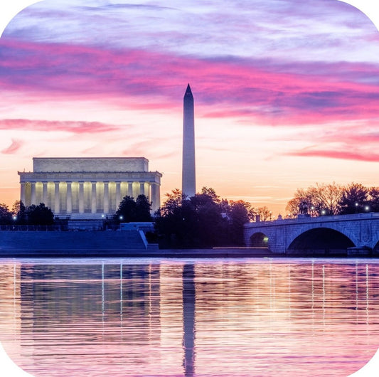 Washington DC Dawn On The Monuments Washington Monument Lincoln Memorial Premium Drink Coaster Resin With Cork Backing 262298 75100 262298