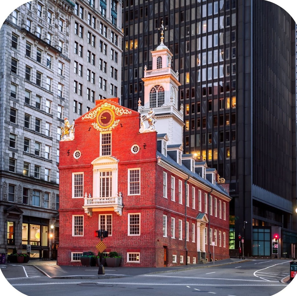 Boston Massachusetts Old State House Premium Drink Coaster Resin With Cork Backing 262316 75118 262316