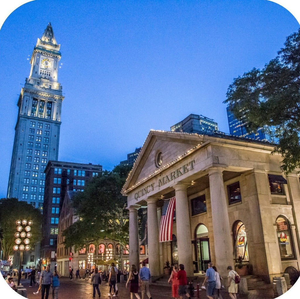 Boston Massachusetts Quincy Market At Night Premium Drink Coaster Resin With Cork Backing 262318 75120 262318