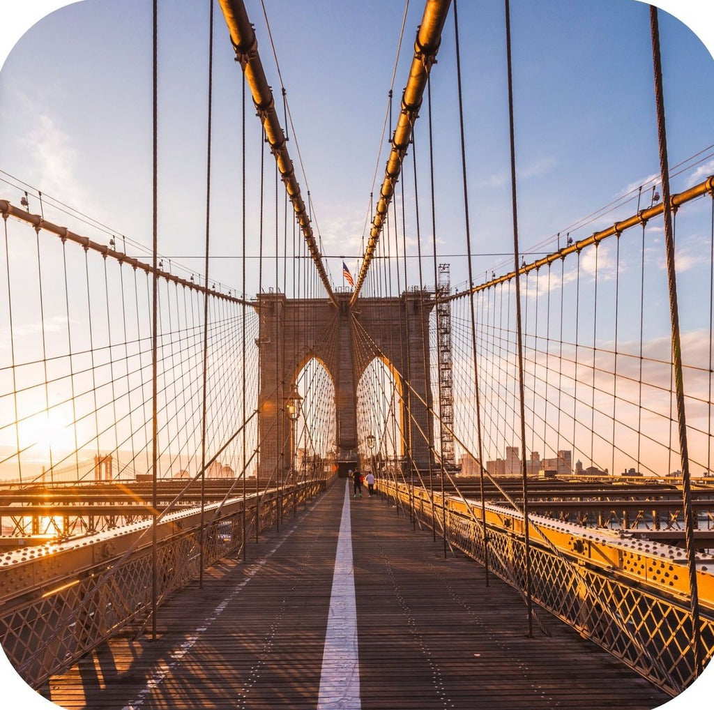 New York City Brooklyn Bridge At Sunrise Premium Drink Coaster Resin With Cork Backing 262320 75122 262320
