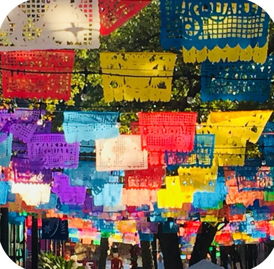 San Antonio Texas Colorful Papel Picado Mexican Folk Art Garland Premium Drink Coaster Resin With Cork Backing 262323 75125 262323