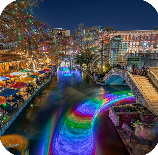 San Antonio Texas River Walk Illuminated At Night Premium Drink Coaster Resin With Cork Backing 262330 75132 262330