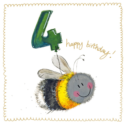 BEE 4 YEAR OLD SPARKLE CARD S539