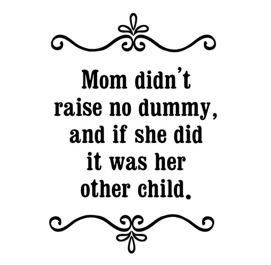 GGZ127 Mom Didnt Raise No Dummy Premium Drink Coaster Resin With Cork Backing | 2453 | 262513 262513