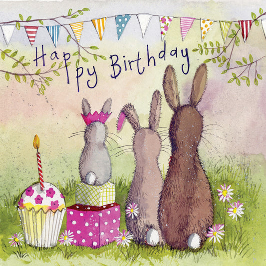 RABBIT FAMILY BIRTHDAY CARD AC641