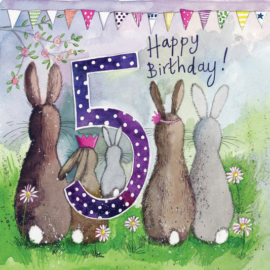 FIVE BUNNIES 5TH BIRTHDAY CARD AC685