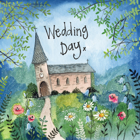 CHURCH & FLOWERS WEDDING CARD AC721