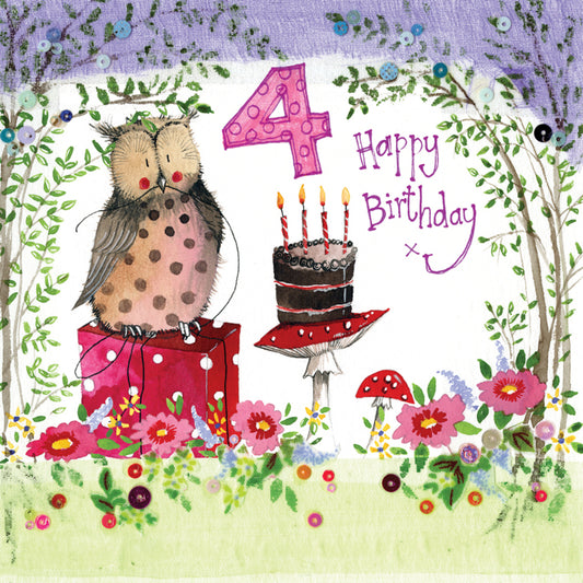 4 YEAR OLD WOODLAND BIRTHDAY CARD S200