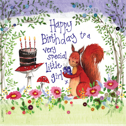 LITTLE GIRL WOODLAND BIRTHDAY CARD S213