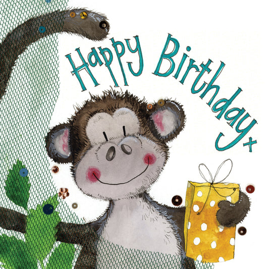 MONKEY & GIFT BIRTHDAY CARD S262
