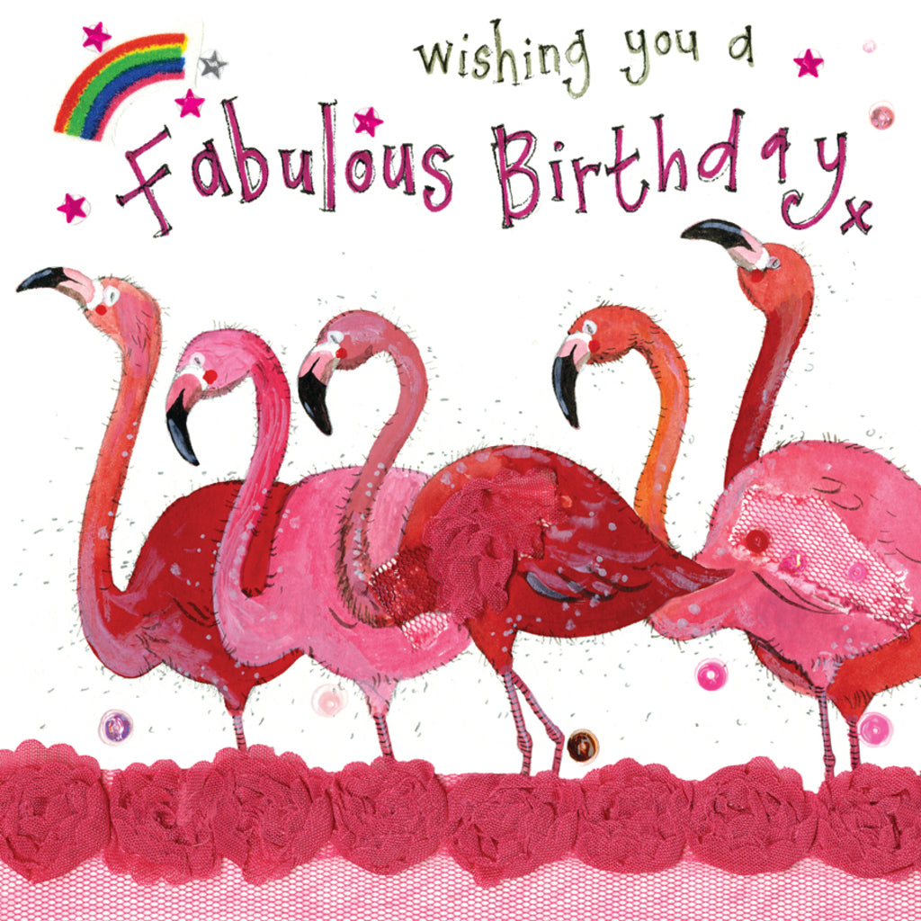 PRETTY FLAMINGOS BIRTHDAY CARD S320