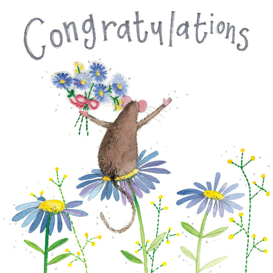 CONGRATULATIONS MOUSE SPARKLE CARD S387