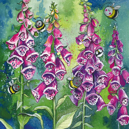 FOXGLOVES AND BEE BLANK CARD AC857