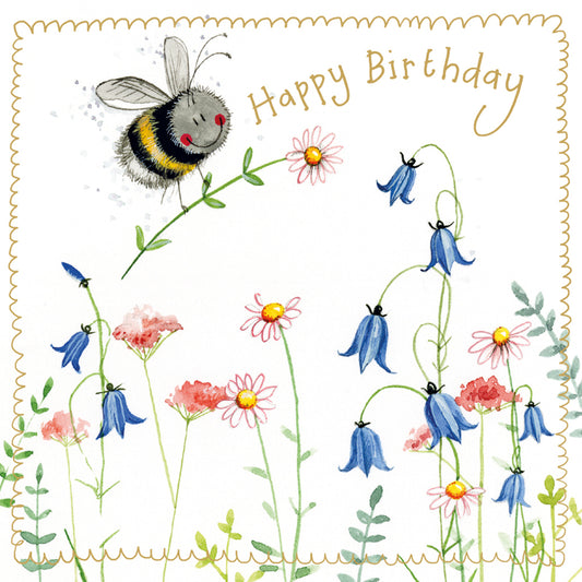 BEE AND WILDFLOWERS SPARKLE CARD S523