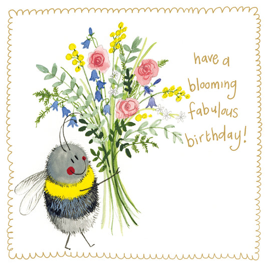 BEE AND BUNCH OF FLOWERS SPARKLE CARD S526