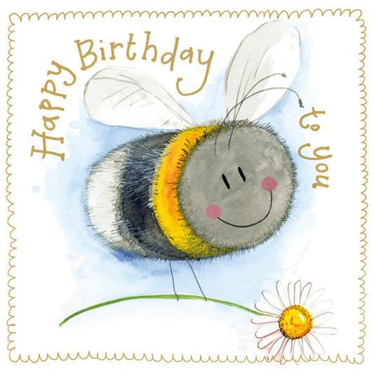 BEE AND BIG DAISY SPARKLE CARD S531