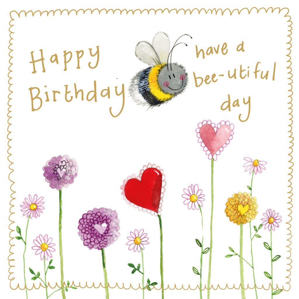 BEE AND DAHLIAS SPARKLE CARD S535