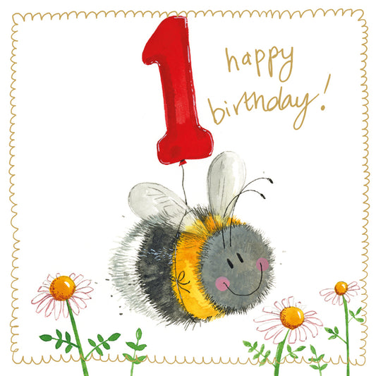 BEE 1 YEAR OLD SPARKLE CARD S536