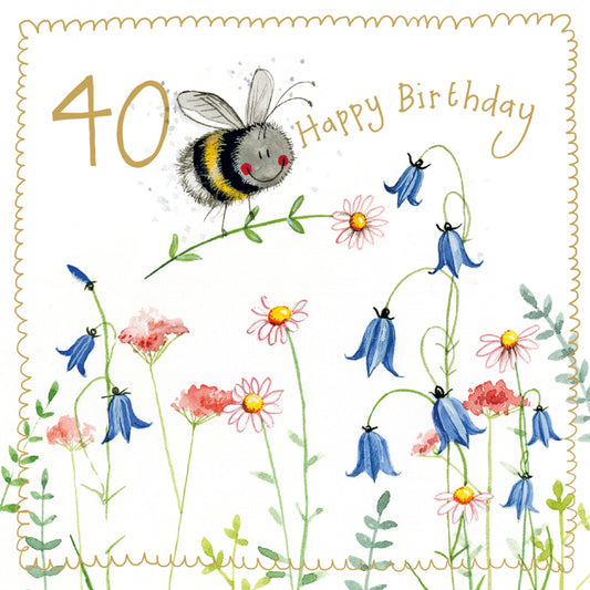 BEE 40 YEAR OLD SPARKLE CARD S544