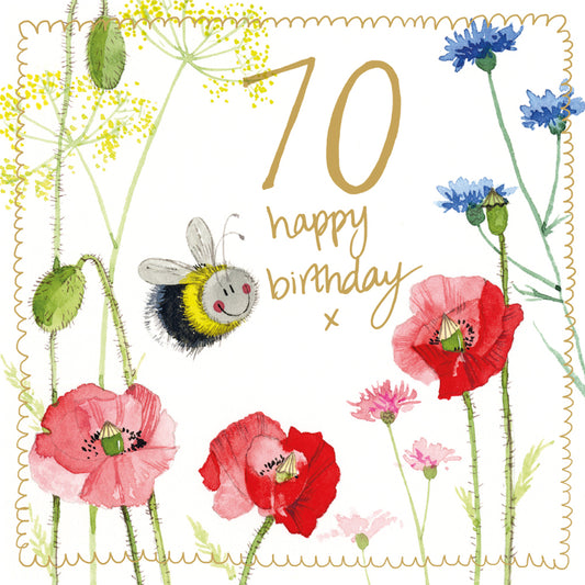 BEE 70 YEAR OLD SPARKLE CARD S547