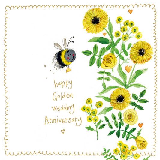 BEE GOLDEN WEDDING SPARKLE CARD S552