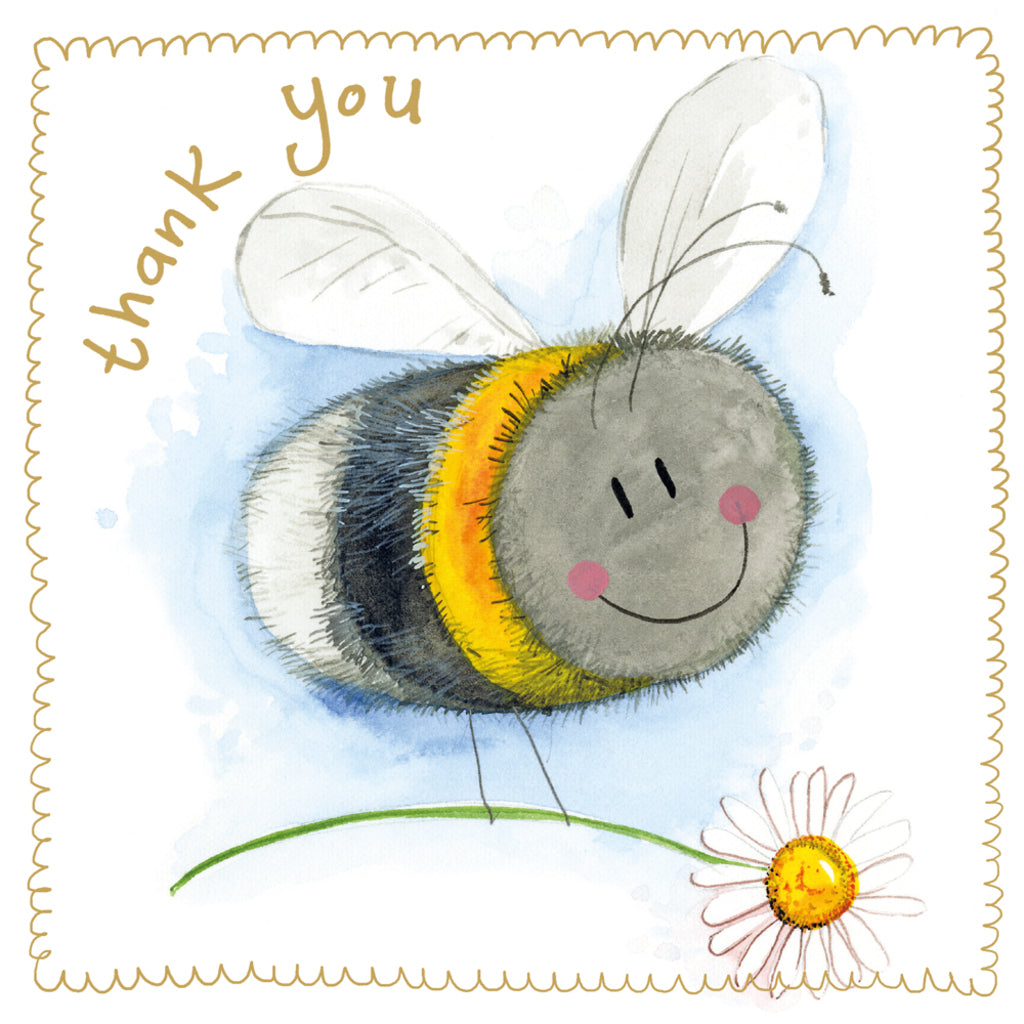 BEE AND BIG DAISY THANK YOU SPARKLE CARD S560