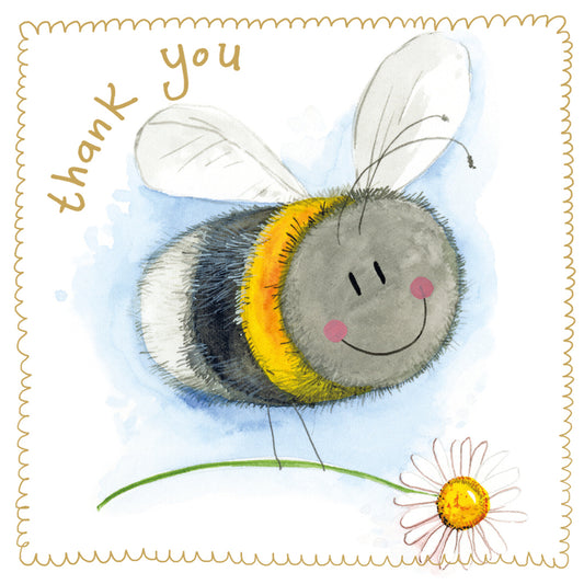 BEE AND BIG DAISY THANK YOU SPARKLE CARD S560