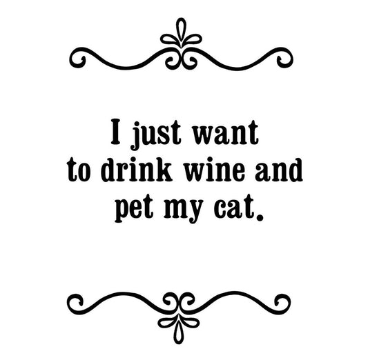 GGZ310 I Just Want To Drink Wine And Pet My Cat Premium Drink Coaster Resin With Cork Backing | 2483 | 264880 264880
