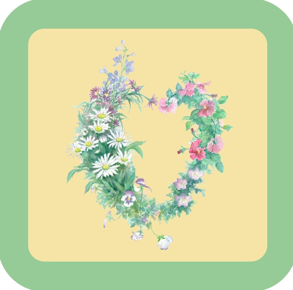 Carols Rose Garden Watercolor Green Flower Whimsy Heart Love Drink Coaster 264908 2509 264908