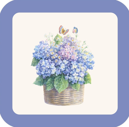 Carols Rose Garden Watercolor Hydrangea Flower Basket Butterfly Drink Coaster 264910 2511 264910