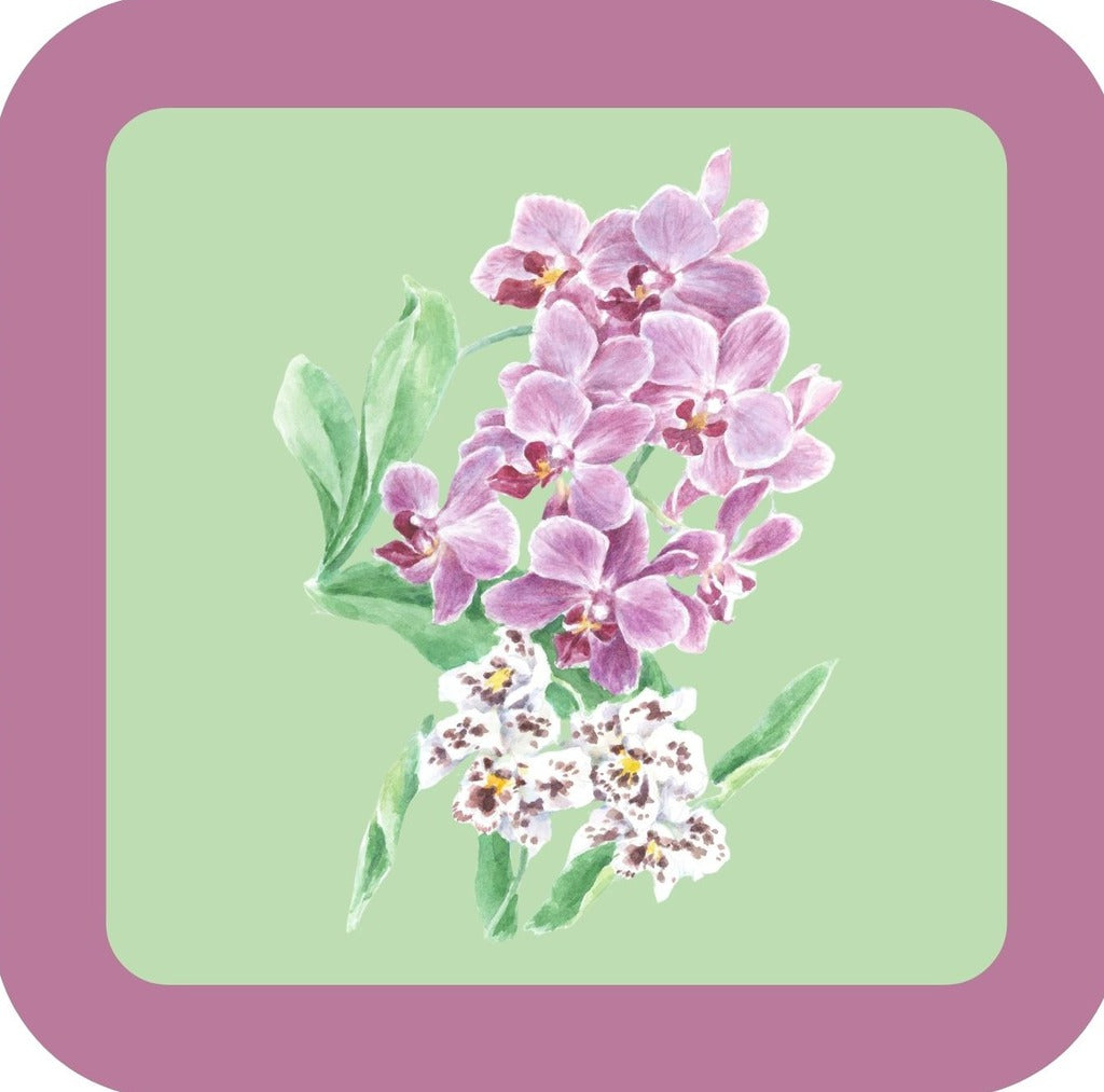 Carols Rose Garden Watercolor Pink Orchid Tropical Flower Drink Coaster 264917 2518 264917