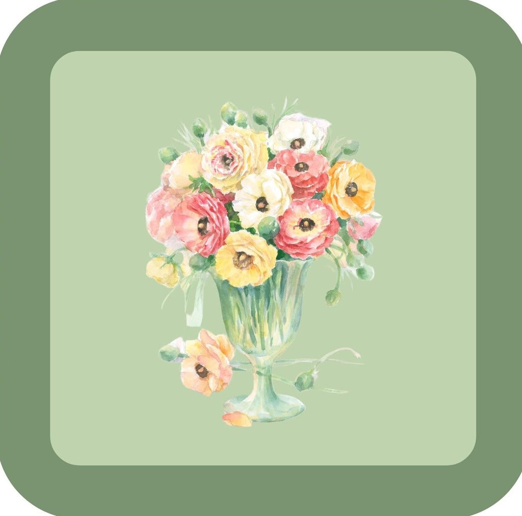 Carols Rose Garden Watercolor Colorful Dog Rose Flower Vase Drink Coaster 264926 2527 264926