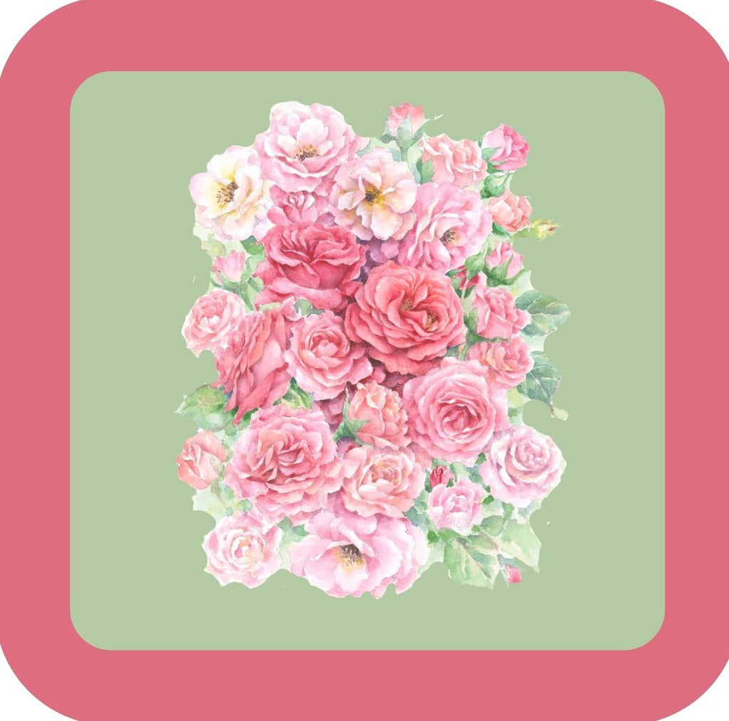 Carols Rose Garden Watercolor Rosy Pink Rose Flower Bouquet Drink Coaster 264931 2532 264931