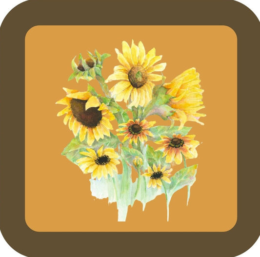 Carols Rose Garden Watercolor Sunflower Blue Vase Flower Drink Coaster 264935 2536 264935