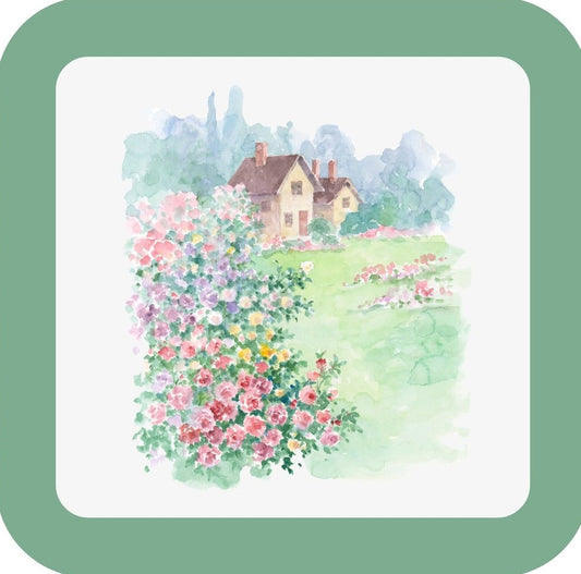 Carols Rose Garden Watercolor Country Cottage Colorful Flower Nature Landscape Drink Coaster 264939 2540 264939